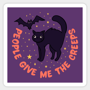 People give me the creeps a funny Halloween black cat Sticker